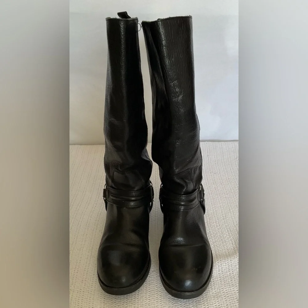 Coach Black Combat Moto Boots with Silver Accents - Picture 2 of 12
